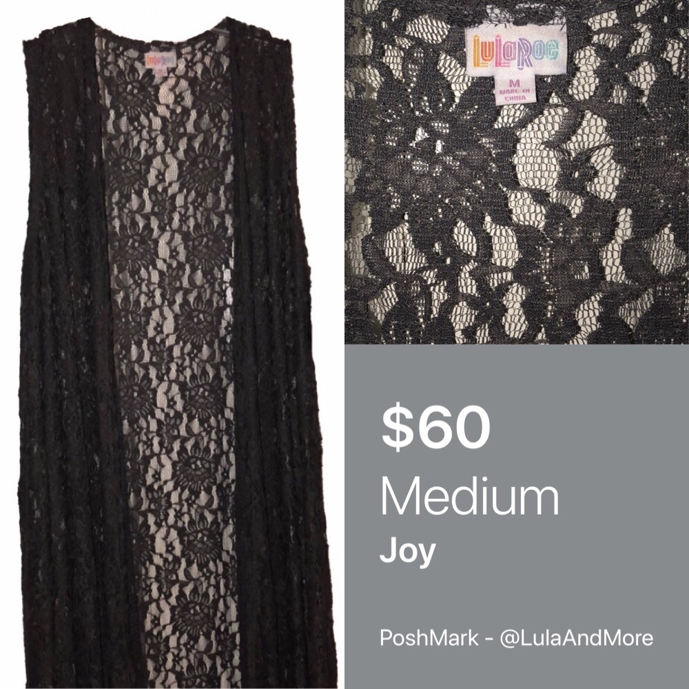 🆕 LuLaRoe Medium Lace Joy Vest - DARK GRAY - BNWT